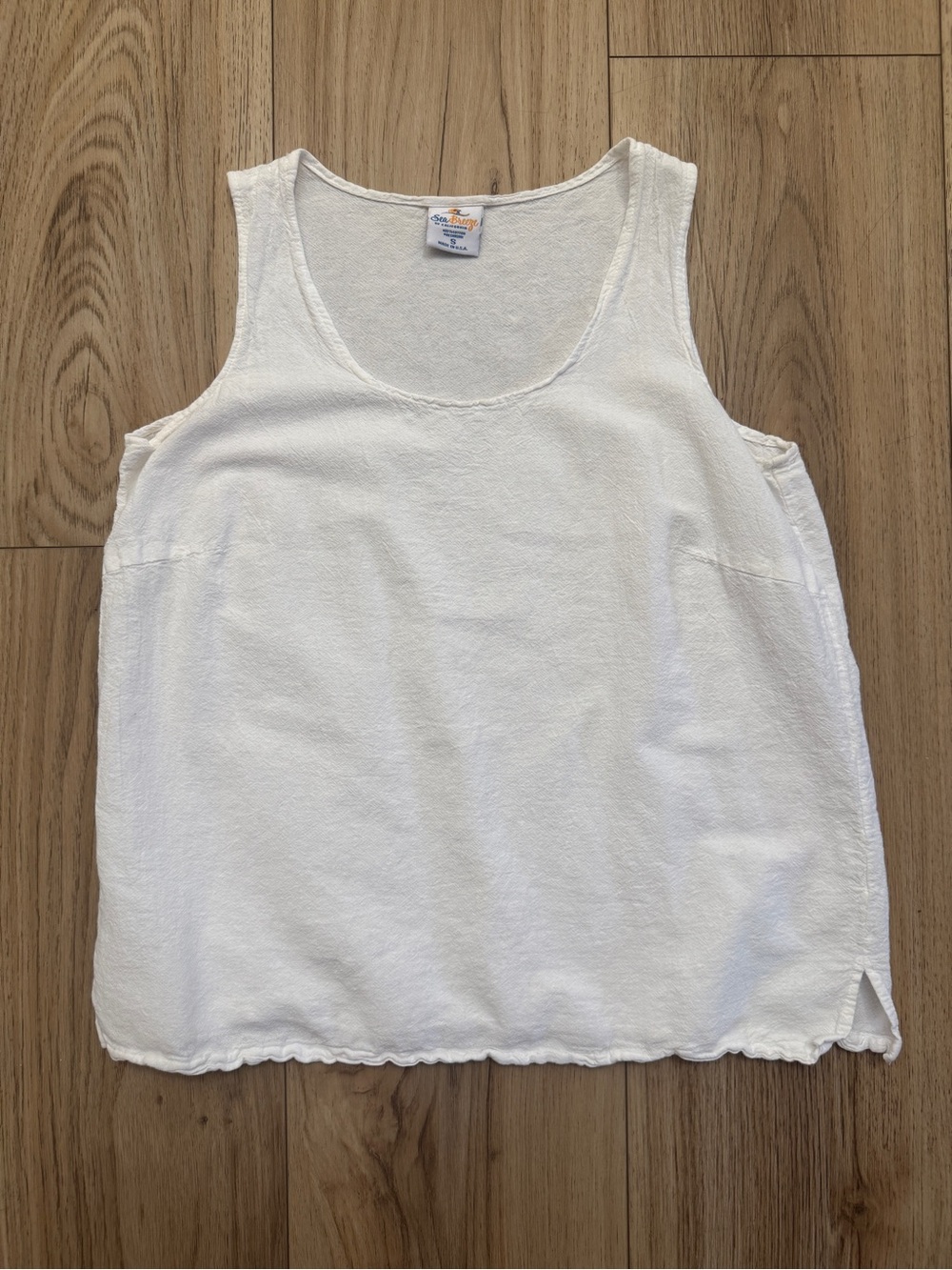 Vintage 90s Sea Breeze of California White Cotton Tank, Made in USA, Size S